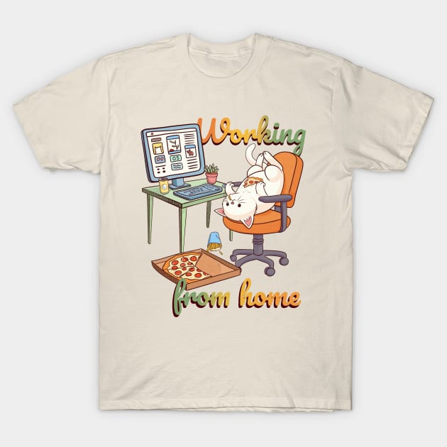 The cute cat enjoys remote work T-Shirt by Verbinavision